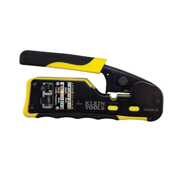 Ratcheting Cable Crimper / Stripper / Cutter for Pass-Thru VDV226 110 KL1 Ratcheting Cable Crimper / Stripper / Cutter for Pass-Thru