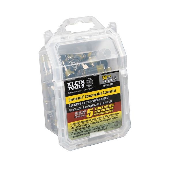 Universal F Compression Connectors RG6/6Q 50-Pack VDV812 612 KL1 Universal F Compression Connectors RG6/6Q 50-Pack