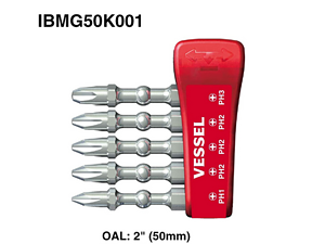 VESSEL IBMG50K001 Impact Ball Torsion Bits For Philips Screws