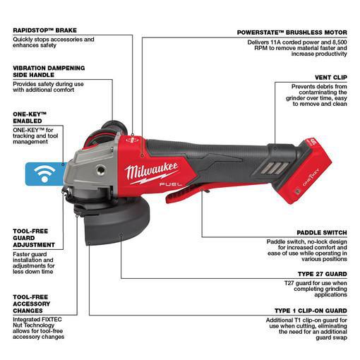 MILWAUKEE 2882-20 M18 FUEL 4-1/2 in. / 5 in. BRAKING GRINDER W/ ONE-KEY PADDLE SWITCH, NO-LOCK 7dea6dba 28bf 4a4c aca7 c06358f960f9 7dea6dba-28bf-4a4c-aca7-c06358f960f9.jpeg 7dea6dba-28bf-4a4c-aca7-c06358f960f9.jpeg