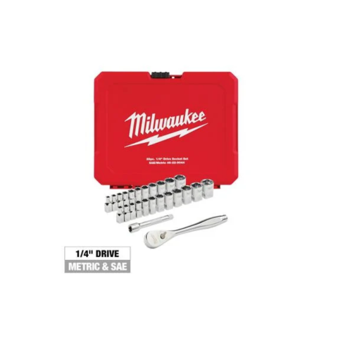 MILWAUKEE 48-22-9044 1/4 In. Drive SAE/Metric Ratchet and Socket Mechanics Tool Set (25-Piece) 6fe0e6f5 d2fa 451c be0a a8b26ff03837 MILWAUKEE 48-22-9044