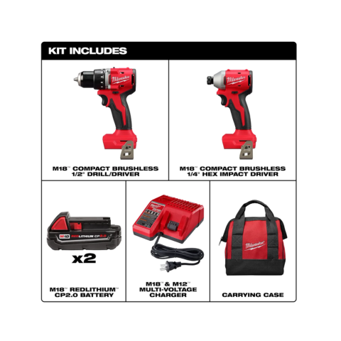 MILWAUKEE 3692-22CT M18 Brushless Compact Drill And Impact Combo Kit (2-Tool) 4d5e42c6 c678 48a9 bf11 a7d0073a16a1 MILWAUKEE 3692-22CT M18 Brushless Compact Drill And Impact Combo Kit (2-Tool)